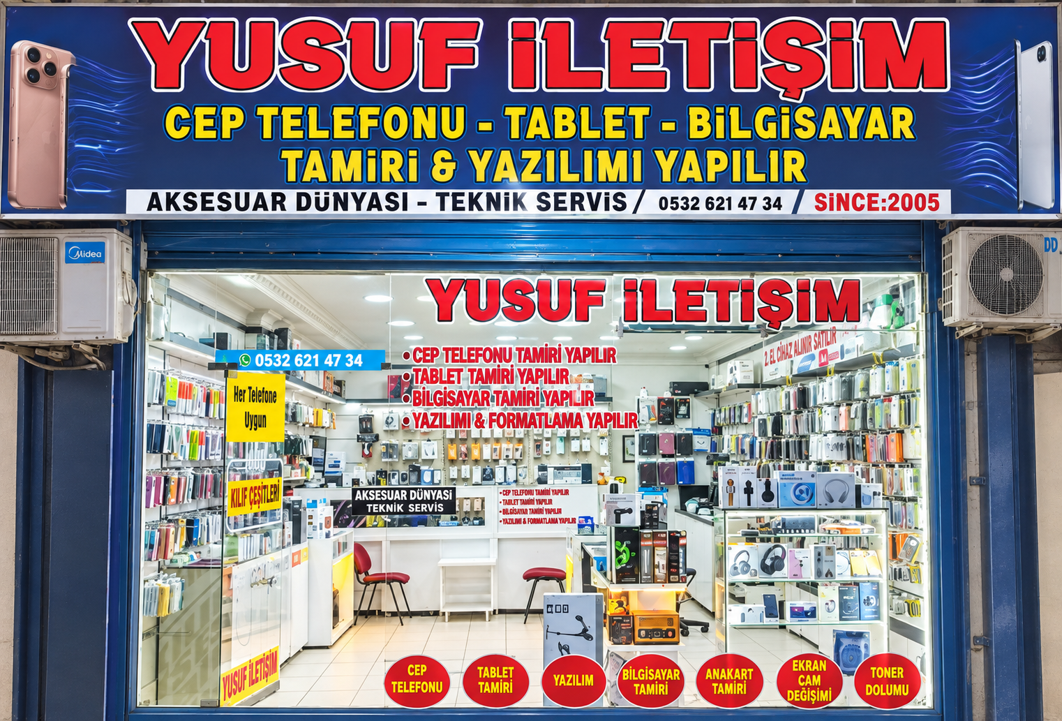 Yusuf İletişim Bismil mağazasının dış görünümü